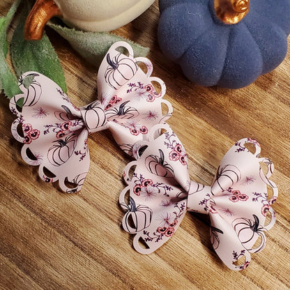 Lace edge pink pumpkin pigtail set